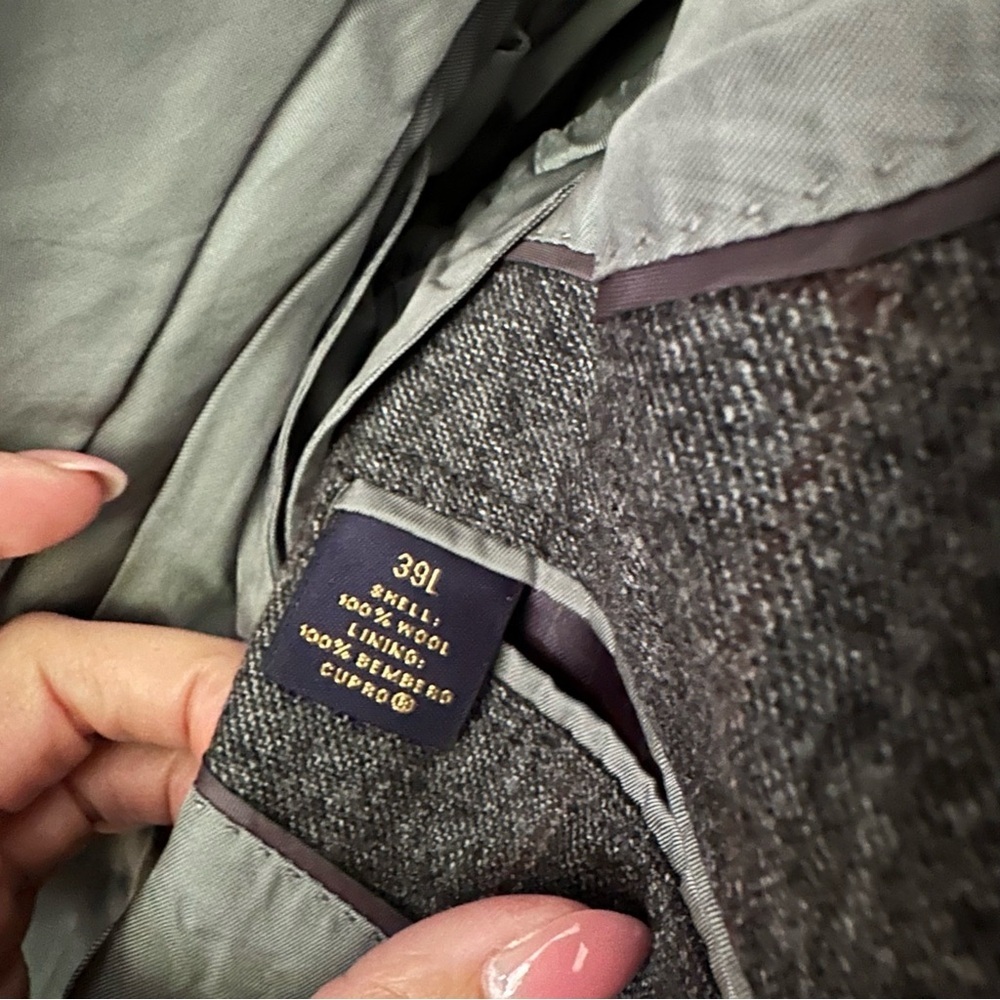 Brooks Brothers Saxxon 1818 100% wool windowpane Charcoal Blazer - Picture 5 of 5